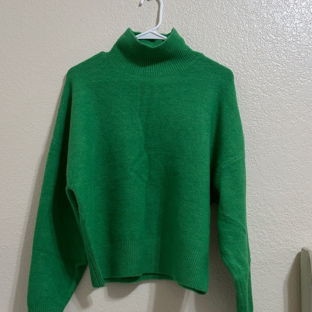 Zara Vibrant Green Cowl Neck Sweater